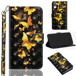 Golden Butterfly 3D Painted Leather Wallet Case for Sony Xperia L3
