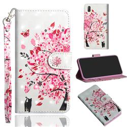 Tree and Cat 3D Painted Leather Wallet Case for Sony Xperia L3
