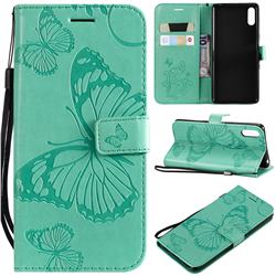 Embossing 3D Butterfly Leather Wallet Case for Sony Xperia L3 - Green