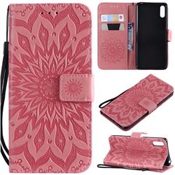 Embossing Sunflower Leather Wallet Case for Sony Xperia L3 - Pink