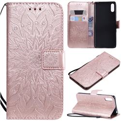Embossing Sunflower Leather Wallet Case for Sony Xperia L3 - Rose Gold