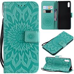 Embossing Sunflower Leather Wallet Case for Sony Xperia L3 - Green