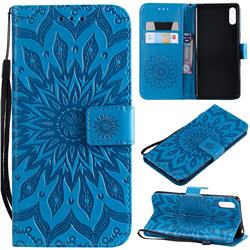 Embossing Sunflower Leather Wallet Case for Sony Xperia L3 - Blue