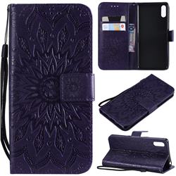 Embossing Sunflower Leather Wallet Case for Sony Xperia L3 - Purple
