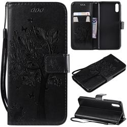 Embossing Butterfly Tree Leather Wallet Case for Sony Xperia L3 - Black