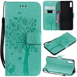 Embossing Butterfly Tree Leather Wallet Case for Sony Xperia L3 - Cyan