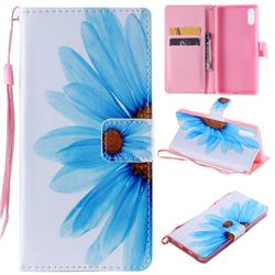 Blue Sunflower PU Leather Wallet Case for Sony Xperia L3