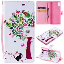 Cat and Tree PU Leather Wallet Case for Sony Xperia L3