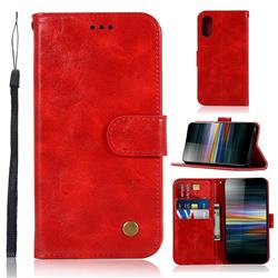 Luxury Retro Leather Wallet Case for Sony Xperia L3 - Red