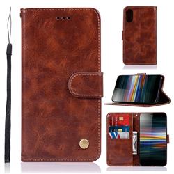 Luxury Retro Leather Wallet Case for Sony Xperia L3 - Brown
