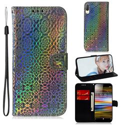 Laser Circle Shining Leather Wallet Phone Case for Sony Xperia L3 - Silver