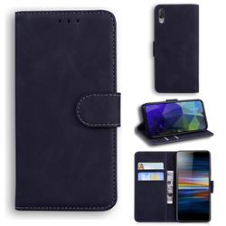 Retro Classic Skin Feel Leather Wallet Phone Case for Sony Xperia L3 - Black