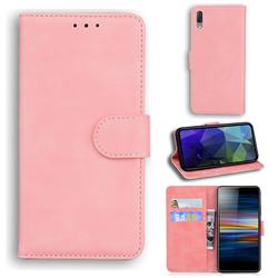Retro Classic Skin Feel Leather Wallet Phone Case for Sony Xperia L3 - Pink