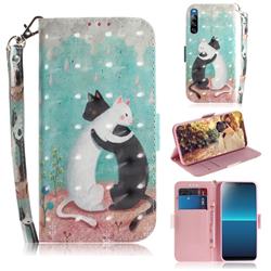 Black and White Cat 3D Painted Leather Wallet Phone Case for Sony Xperia L4