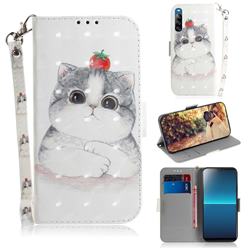 Cute Tomato Cat 3D Painted Leather Wallet Phone Case for Sony Xperia L4