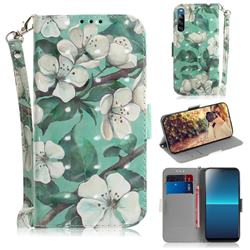 Watercolor Flower 3D Painted Leather Wallet Phone Case for Sony Xperia L4
