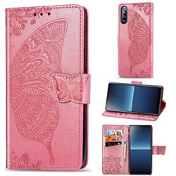 Embossing Mandala Flower Butterfly Leather Wallet Case for Sony Xperia L4 - Pink