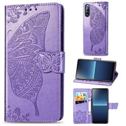 Embossing Mandala Flower Butterfly Leather Wallet Case for Sony Xperia L4 - Light Purple