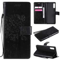Embossing Butterfly Tree Leather Wallet Case for Sony Xperia L4 - Black