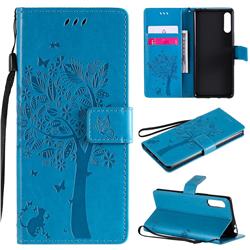 Embossing Butterfly Tree Leather Wallet Case for Sony Xperia L4 - Blue