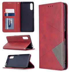 Prismatic Slim Magnetic Sucking Stitching Wallet Flip Cover for Sony Xperia L4 - Red