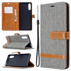 Jeans Cowboy Denim Leather Wallet Case for Sony Xperia L4 - Gray