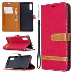 Jeans Cowboy Denim Leather Wallet Case for Sony Xperia L4 - Red