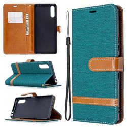 Jeans Cowboy Denim Leather Wallet Case for Sony Xperia L4 - Green