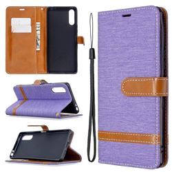 Jeans Cowboy Denim Leather Wallet Case for Sony Xperia L4 - Purple