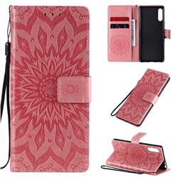 Embossing Sunflower Leather Wallet Case for Sony Xperia L4 - Pink