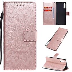 Embossing Sunflower Leather Wallet Case for Sony Xperia L4 - Rose Gold