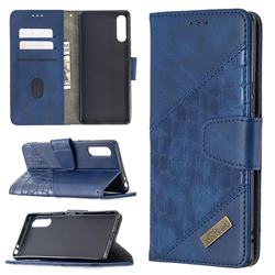 BinfenColor BF04 Color Block Stitching Crocodile Leather Case Cover for Sony Xperia L4 - Blue