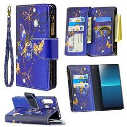 Purple Butterfly Binfen Color BF03 Retro Zipper Leather Wallet Phone Case for Sony Xperia L4