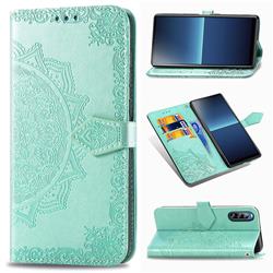 Embossing Imprint Mandala Flower Leather Wallet Case for Sony Xperia L4 - Green