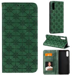 Intricate Embossing Four Leaf Clover Leather Wallet Case for Sony Xperia L4 - Blackish Green