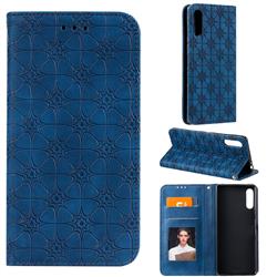 Intricate Embossing Four Leaf Clover Leather Wallet Case for Sony Xperia L4 - Dark Blue