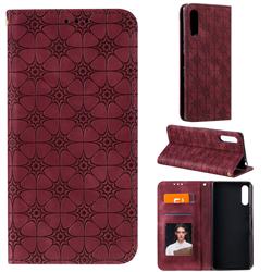Intricate Embossing Four Leaf Clover Leather Wallet Case for Sony Xperia L4 - Claret