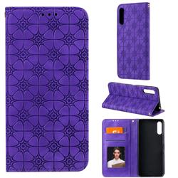 Intricate Embossing Four Leaf Clover Leather Wallet Case for Sony Xperia L4 - Purple