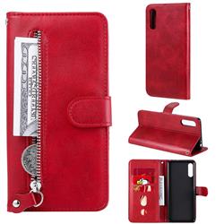 Retro Luxury Zipper Leather Phone Wallet Case for Sony Xperia L4 - Red