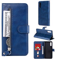 Retro Luxury Zipper Leather Phone Wallet Case for Sony Xperia L4 - Blue