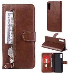 Retro Luxury Zipper Leather Phone Wallet Case for Sony Xperia L4 - Brown