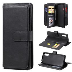 Multi-function Ten Card Slots and Photo Frame PU Leather Wallet Phone Case Cover for Sony Xperia L4 - Black