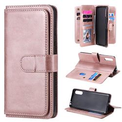 Multi-function Ten Card Slots and Photo Frame PU Leather Wallet Phone Case Cover for Sony Xperia L4 - Rose Gold