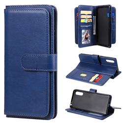 Multi-function Ten Card Slots and Photo Frame PU Leather Wallet Phone Case Cover for Sony Xperia L4 - Dark Blue