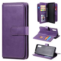 Multi-function Ten Card Slots and Photo Frame PU Leather Wallet Phone Case Cover for Sony Xperia L4 - Violet