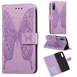 Intricate Embossing Vivid Butterfly Leather Wallet Case for Sony Xperia L4 - Purple