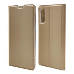 Ultra Slim Card Magnetic Automatic Suction Leather Wallet Case for Sony Xperia L4 - Champagne