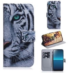 White Tiger PU Leather Wallet Case for Sony Xperia L4