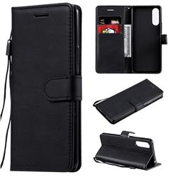 Retro Greek Classic Smooth PU Leather Wallet Phone Case for Sony Xperia 10 II - Black