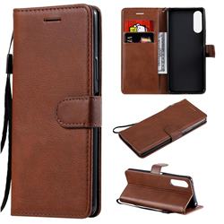 Retro Greek Classic Smooth PU Leather Wallet Phone Case for Sony Xperia 10 II - Brown